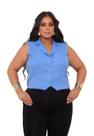 Colete Feminino Plus Size Curto Duna Linho Coletinho Elegante Blusa Social Moda Curvy G1 G2 G3