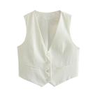 Colete Feminino Preto e Branco - Decote V, Sem Mangas - Ideal para Verão e Trabalho