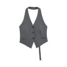 Colete Feminino Preto e Branco - Sem Mangas, Decote V e Recorte nas Costas