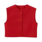Colete Feminino Preto Sem Mangas, Top De Verão, Vermelho, Branco, Com Botões, Look De Escritório