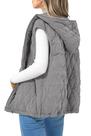 Colete Feminino PRETTYGARDEN 2025 Cinza Grande Sem Mangas com Capuz