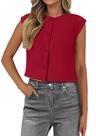 Colete Feminino PRETTYGARDEN Cropped para Terno - Blazer Casual Elegante para Trabalho e Escritório (Vermelho, M)