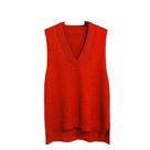 Colete feminino QREXVOG, de malha, decote em V, sem mangas, vermelho Colete feminino QREXVOG, de malha, decote em V, sem mangas, vermelho