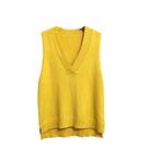 Colete feminino QREXVOG, decote em V, sem mangas, amarelo