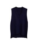 Colete feminino QREXVOG, decote em V, sem mangas, azul marinho