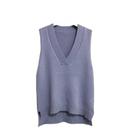 Colete feminino QREXVOG, decote em V, sem mangas, azul