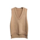 Colete feminino QREXVOG, decote em V, sem mangas, caqui