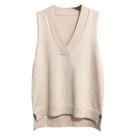 Colete feminino QREXVOG, decote em V, sem mangas, regata bege