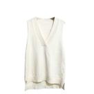 Colete feminino QREXVOG, decote em V, sem mangas, regata bege