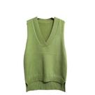 Colete feminino QREXVOG, decote em V, sem mangas, verde