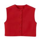 Colete Feminino Recortado Sem Mangas - Vermelho, Preto e Branco - Ideal para Escritório