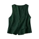 Colete Feminino Vintage de Linho e Algodão - Decote V, Sem Mangas, Casual Colete Feminino Vintage de Linho e Algodão - Decote V, Sem Mangas, Casual