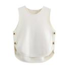 Colete Feminino Y2K - Fino, Sem Mangas, com Botões Laterais e Decote em Y