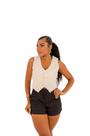 Colete femino collor creme brinho lycra