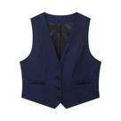 Colete Formal Cropped Preto E Branco Para Mulheres, Sem Mangas, Para Escritório, Verão, Casual, Com
