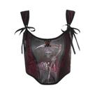 Colete Gótico Com Estampa De Caveira, Estilo Dark Death, Ajuste Slim, Top Curto Punk Colete Gótico Com Estampa De Caveira, Estilo Dark Death, Ajuste Slim, Top Curto Punk