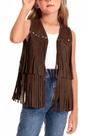 Colete Happy Cherry Girls Fringe Faux Suede 11-13 anos