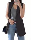 Colete IDEALSANXUN blazer comprido sem mangas 2026 para mulheres cinza escuro