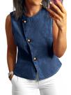 Colete jeans, camiseta regata feminina Tankaneo, sem mangas Colete jeans, camiseta regata feminina Tankaneo, sem mangas