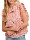 Colete jeans ChiyeeKiss floral com babados sem mangas para mulheres