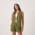 Colete Jeans Color Alongado Verde Oliva