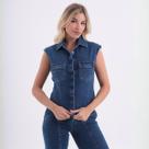 Colete Jeans Com Recorte Princesa Feminino Revanche Áustria