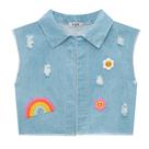 Colete Jeans Infantil Menina Patch Aplique Kukiê Colete Jeans Infantil Menina Patch Aplique Kukiê