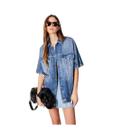 Colete Jeans Manga Blue Reversa