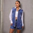 Colete Jeans Maxi Feminina Revanche Cordova Azul Colete Jeans Maxi Feminina Revanche Cordova Azul