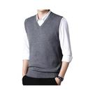 Colete Masculino De Tricô Com Decote Em V, Cor Sólida, Quente Para Outono/Inverno, Suéter Casual