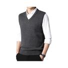 Colete Masculino De Tricô Gola V Para Outono/Inverno, Cor Sólida, Casual, Quente E Moderno, Peça