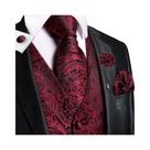 Colete Masculino Jacquard Para Casamento E Festa De Negócios, Conjunto De Gravata, Lenço De Bolso,