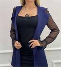 Colete Maxi Neoprene Feminino Longa Aberto Alfaiataria Moda Tendência estilo Blazer Blaser