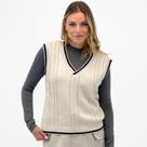 Colete Meia Loka em Tricot Gola V Feminina