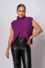 Colete Over Gola Alta Tricot Mousse