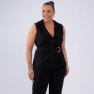 Colete plus size cinto fivela marant fem
