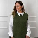 Colete Ponto Fang Feminino Tricot Inverno Estiloso Casual Trabalho Moda Colete Ponto Fang Feminino Tricot Inverno Estiloso Casual Trabalho Moda