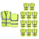 Colete Refletivo Faixa Sinalizador Kit 11 Uni Segurança Trabalho EPI Blusao Fluorescente Obra Bolsos Ziper Protecao