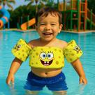 Colete Salva Vidas Infantil Boia de Braço para Praia Piscina Tema Esponja Bob Desenho
