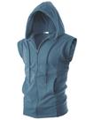Colete sem mangas Ohoo com capuz 2XL Azul Fumaça Colete sem mangas Ohoo com capuz 2XL Azul Fumaça