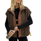 Colete Sherpa Talakeno feminino de lã de bolinhas marrom XS Colete Sherpa Talakeno feminino de lã de bolinhas marrom XS