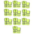 Colete Sinalizador Kit 10 Unidades Faixa Refletivo Proteçao Segurança Trabalho EPI Blusao Fluorescente Obra Bolsos Ziper