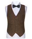 Colete Trasign Dark Brown Herringbone Tweed para menino tamanho 6