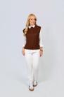 Colete Tricô Feminino Gola Redonda Básico Confortável - Tamanho GG - Cor Marrom Colete Tricô Feminino Gola Redonda Básico Confortável - Tamanho GG - Cor Marrom