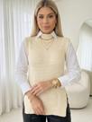 Colete Tricot Gola Redonda Texturizado Feminino Moda Inverno Elegante Casual Tricô Malha Sobreposição Frio Colete Tricot Gola Redonda Texturizado Feminino Moda Inverno Elegante Casual Tricô Malha Sobreposição Frio