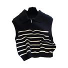 Colete Tricotado Retro Coreano Para Mulheres, Sem Mangas, Com Zíper, Pullover Para Outono E Inverno