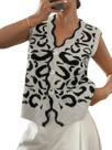 Colete WDIRARA com estampa de leopardo com decote em V para mulheres Colete WDIRARA com estampa de leopardo com decote em V para mulheres