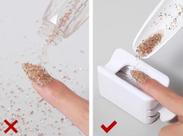 Coletor Dispenser Duplo Poupa Glitter C/ Pazinha E Funil Anti Desperdício Decoração De Unhas