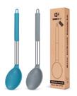 Colher de cozinha Bundlepro Silicone Non Stick Bundlepro com revestimento cinza-azul