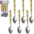 colher de mesa inox cabo plástico bambu com 6 peças 18cm - DOLCE HOME